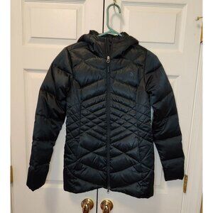 Women The North Face Dark Hunter Green Aconcagua Hooded Down 550 Coat Size XS
